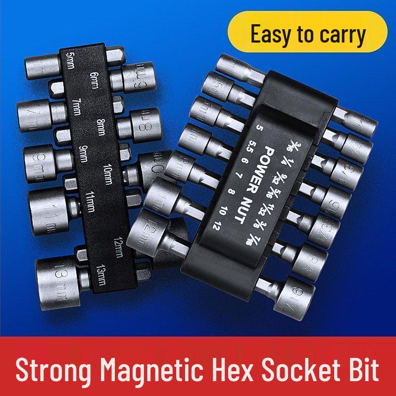 Powerful Magnetic Impact Wrench Set: Extended Deep Hex Socket for Electric Drill