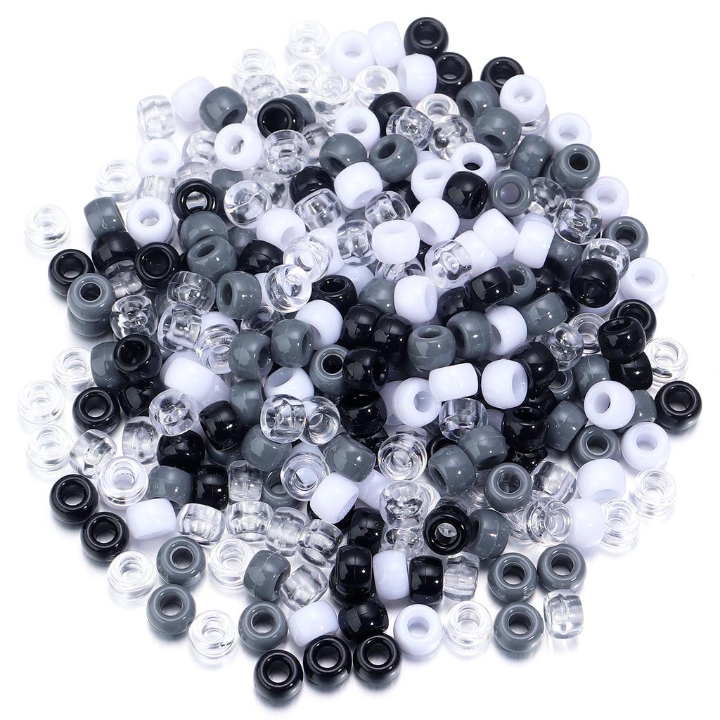 200pcs/lot 9mm Mix Color Acrylic Beads 4mm Big Hole Round Loose Beads For Jewelry Making DIY Necklace Bracelet Craft Accessories