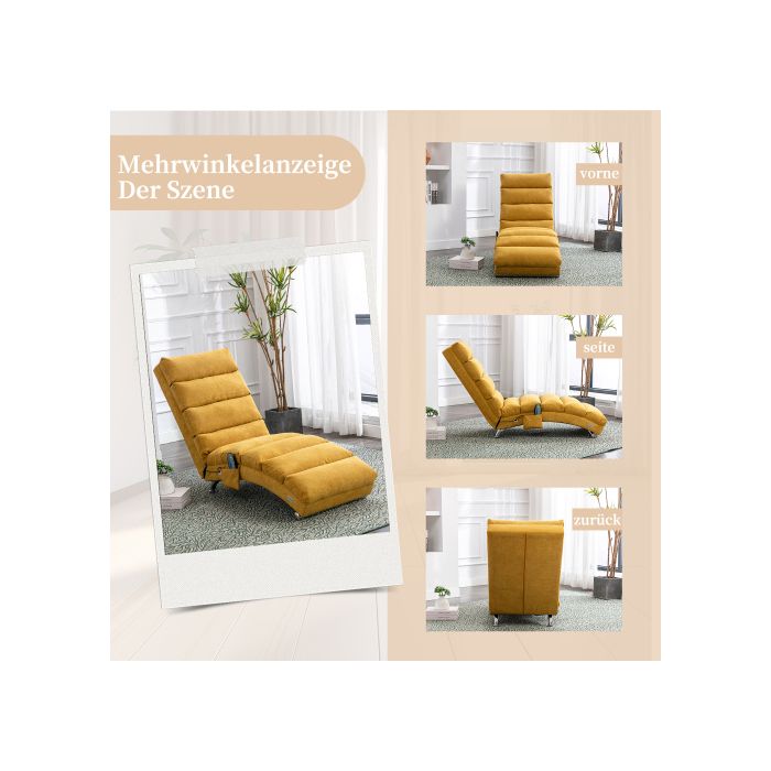 Fauteuil relax - MUVOE - Jaune moutarde - Massage électrique - Dossier ergonomique - 5 modes