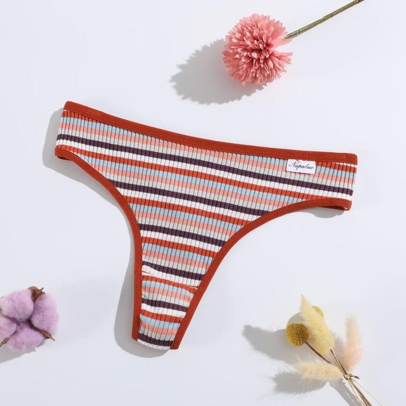 3 Teile/satz Frauen Baumwolle Nahtlose G-string Sexy Bunte Gestreifte Dessous Höschen S-XL Thongs Weibliche Brief Taille Unterwäsche