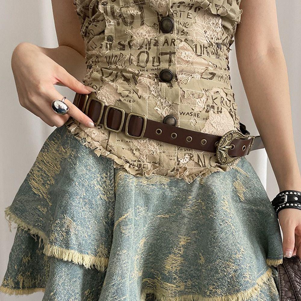 Pu Leather Waist Belt American Dress Jeans Belt Fashionable Women's Belt  Spicy Girls