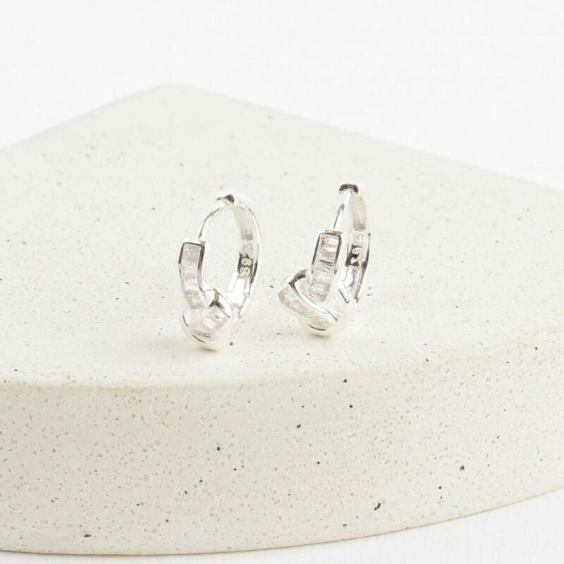 Silver Earrings Twist Simple One-Touch Mini Ring Earrings