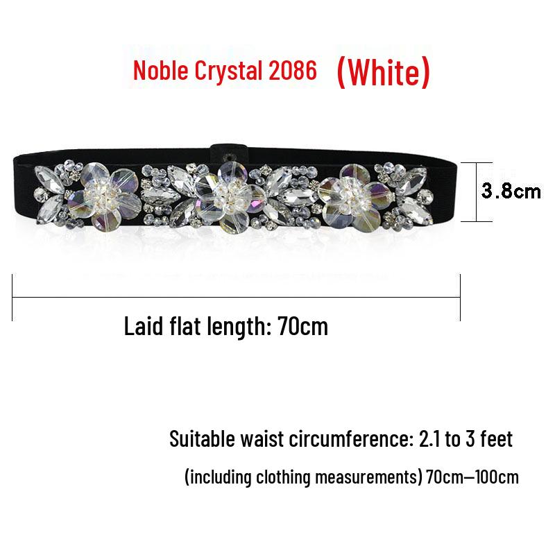 Women's Rhinestone Flower Elastic Waist Belt