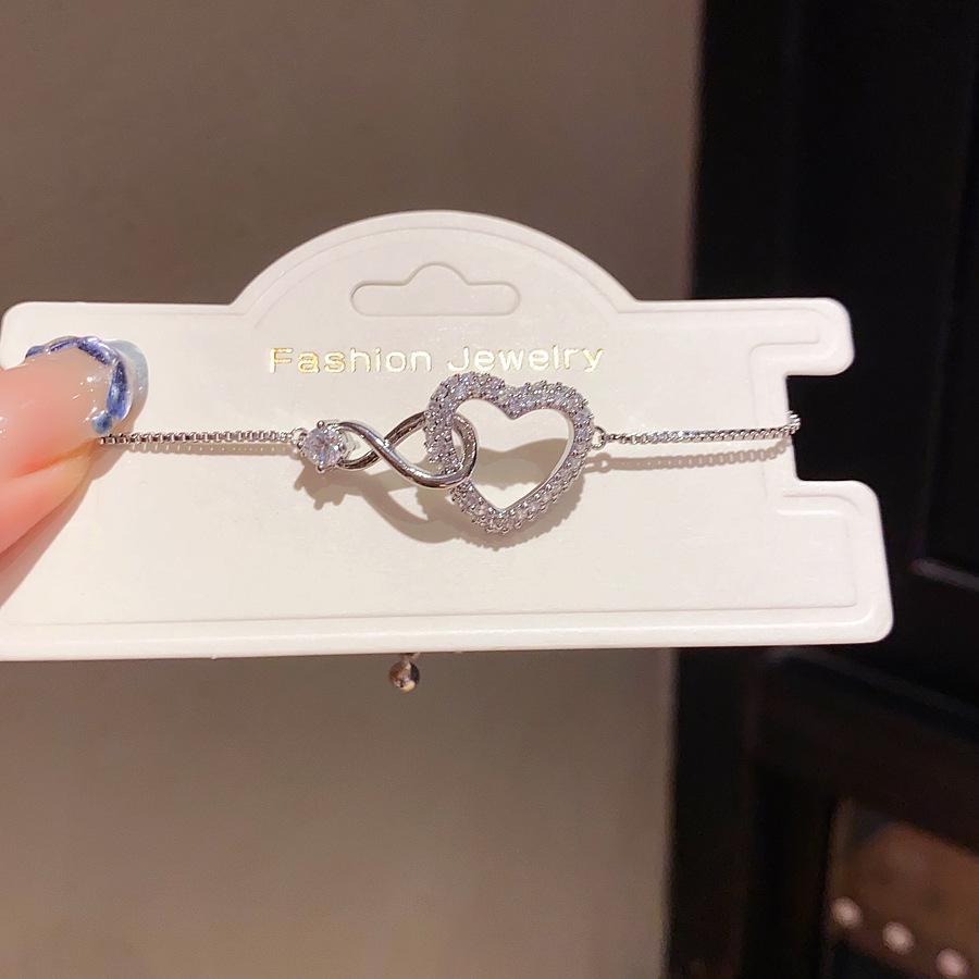 

Gold Plated Zircon Heart Bracelet - Retro Korean Fashion, Elegant Women s Jewelry