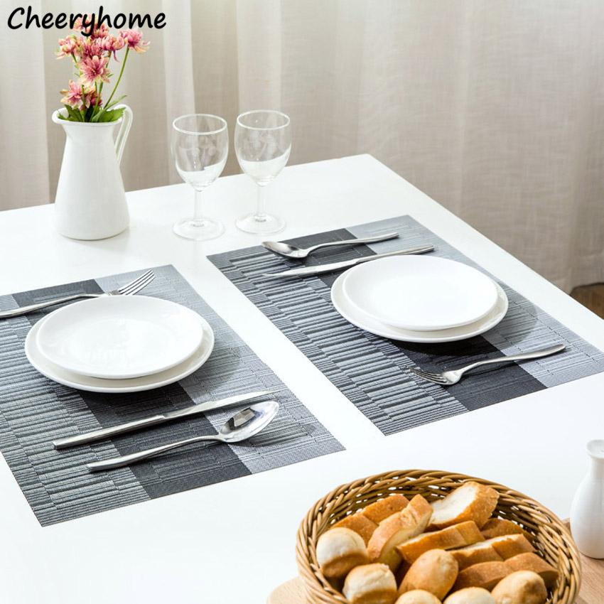 Placemats Table Mat Weave Stripe Pads Pallet Coaster Napperon Table Mat Tapete De Lugar Kitchen Accessories Easy-to-clean Dining Table Mat, Plate Mat
