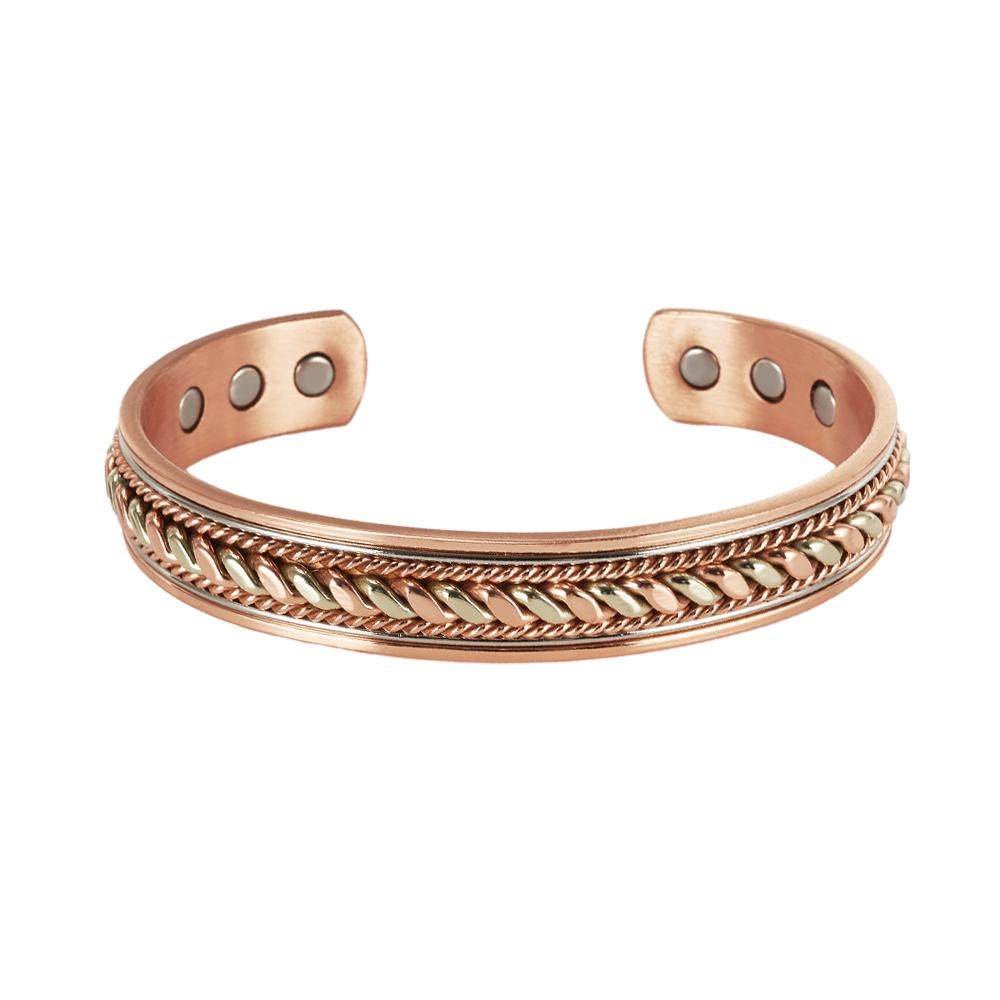 Pure Copper Bracelets Magnetic Adjustable Braided Cuff 12mm Bangles Soft Metal Resizable Health Jewelry Men Women