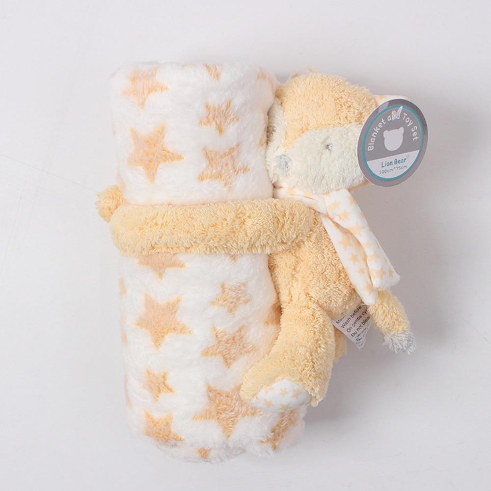 2pcs/set Stuffed Animal Plush Baby Blanket 75*100cm Baby Gift Newborn Baby Sleeping Blanket Bunny Design Flannel