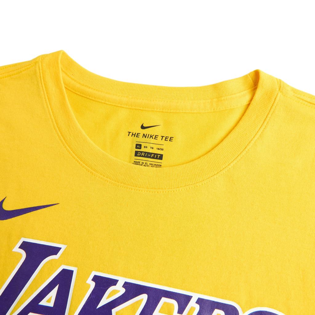 Nike NBA Collaboration Los Angeles Lakers Dri-Fit T-Shirt Comfortable Crew Neck Short Sleeve Kids Tops Yellow 3Z2B711F1-LAKBL