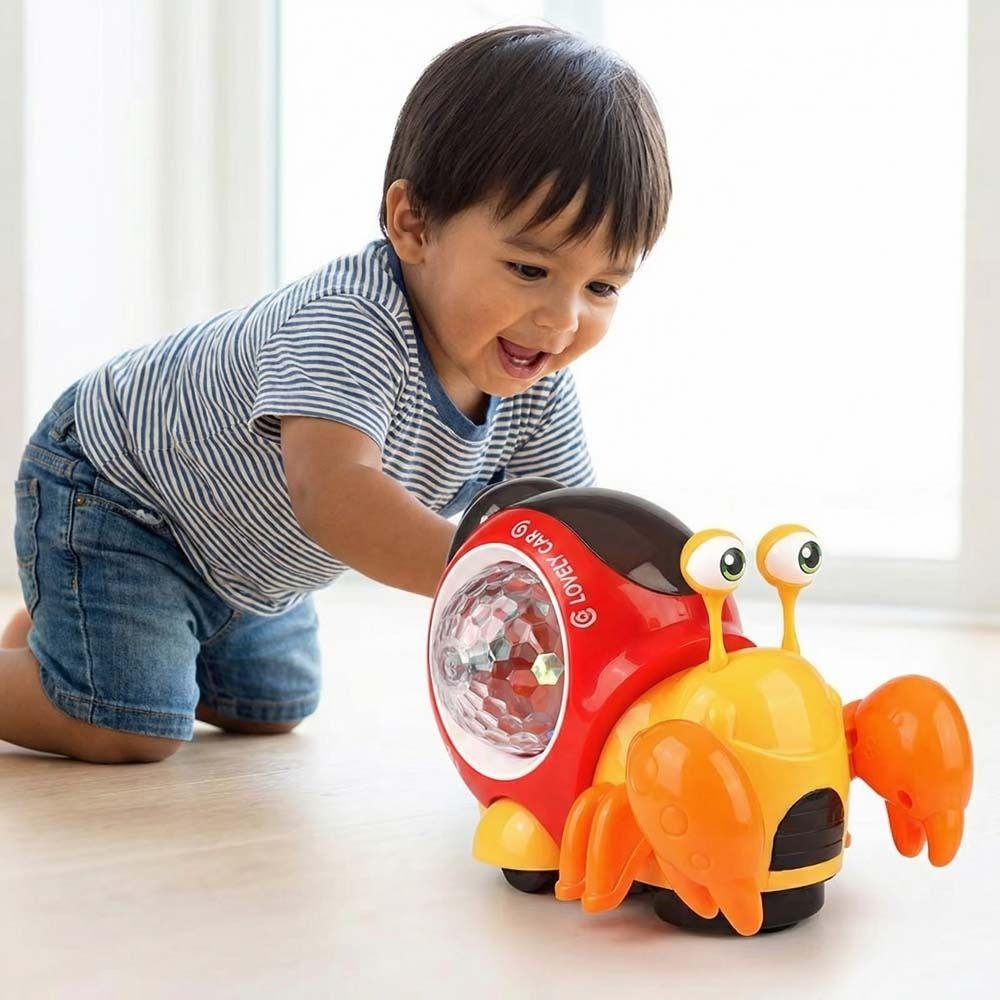 Plastic LED Light Crab Walking Toys With Music Crawling Crab Sensory Toy Kids