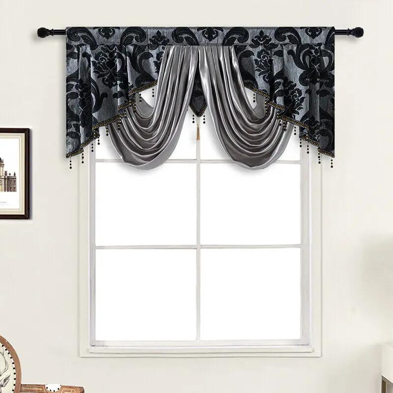 51,9x29,5 Zoll Europäischer Stil Quaste Floral Fenster-Abschlussleiste Luxus Kurzer Vorhang Kopf Vorhang für Wohnzimmerfenster