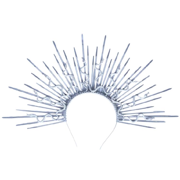 Unique Punk Snake Artistic Hair Band Spiked Head Accessory for Adults Hair Hoop with Metallic and Snake Cosplay Maid