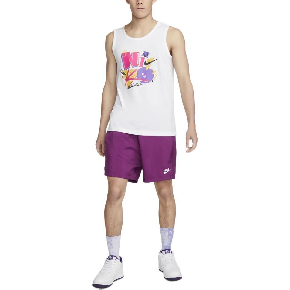 Nike Tank Tops Men's White Crew Neck Moderate Straight Fit DM6262-100