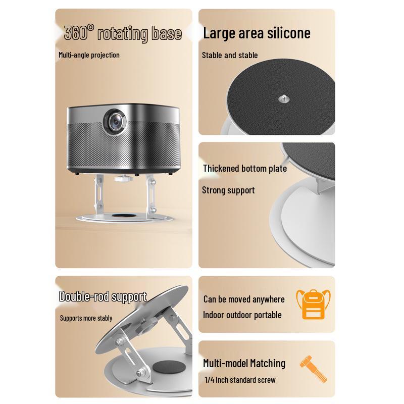 Adjustable Metal Projector Stand with Telescopic Pan-Tilt Head for Home and Bedside Use