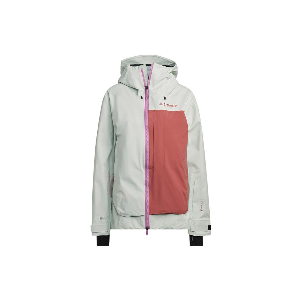 Adidas Terrex Mys 3L Gtx Jacket With Patchwork Design And Brand Logo Print Outdoor Sports Hooded Jacket Women Jacket Off-White HC7735