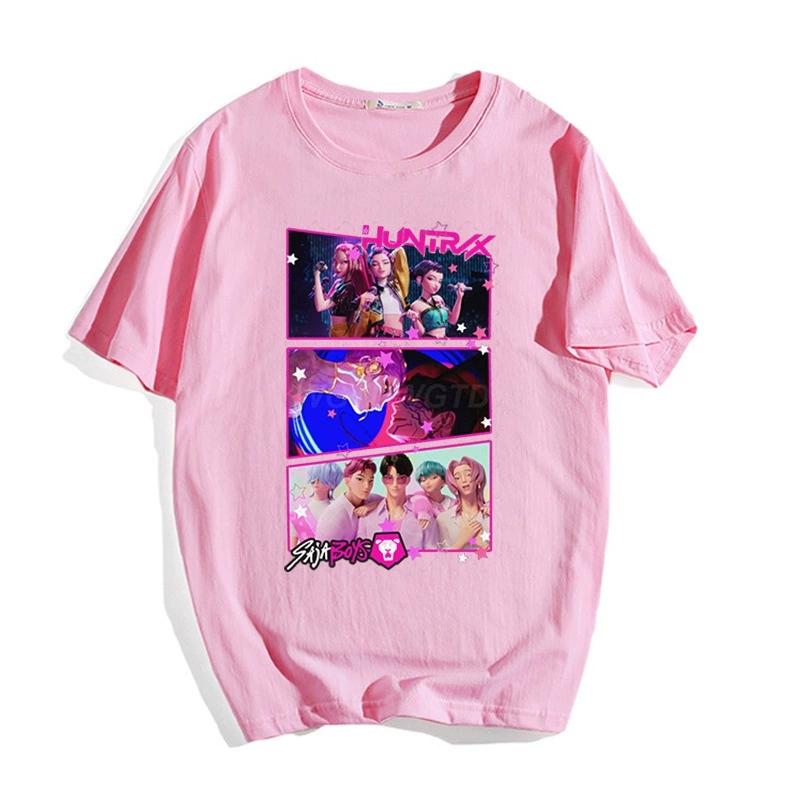 2025 Popular Anime KPop Demon Hunters Printed Casual Cute Fashion Loose, Comfortable, Breathable, Quick Drying T-shirt Top