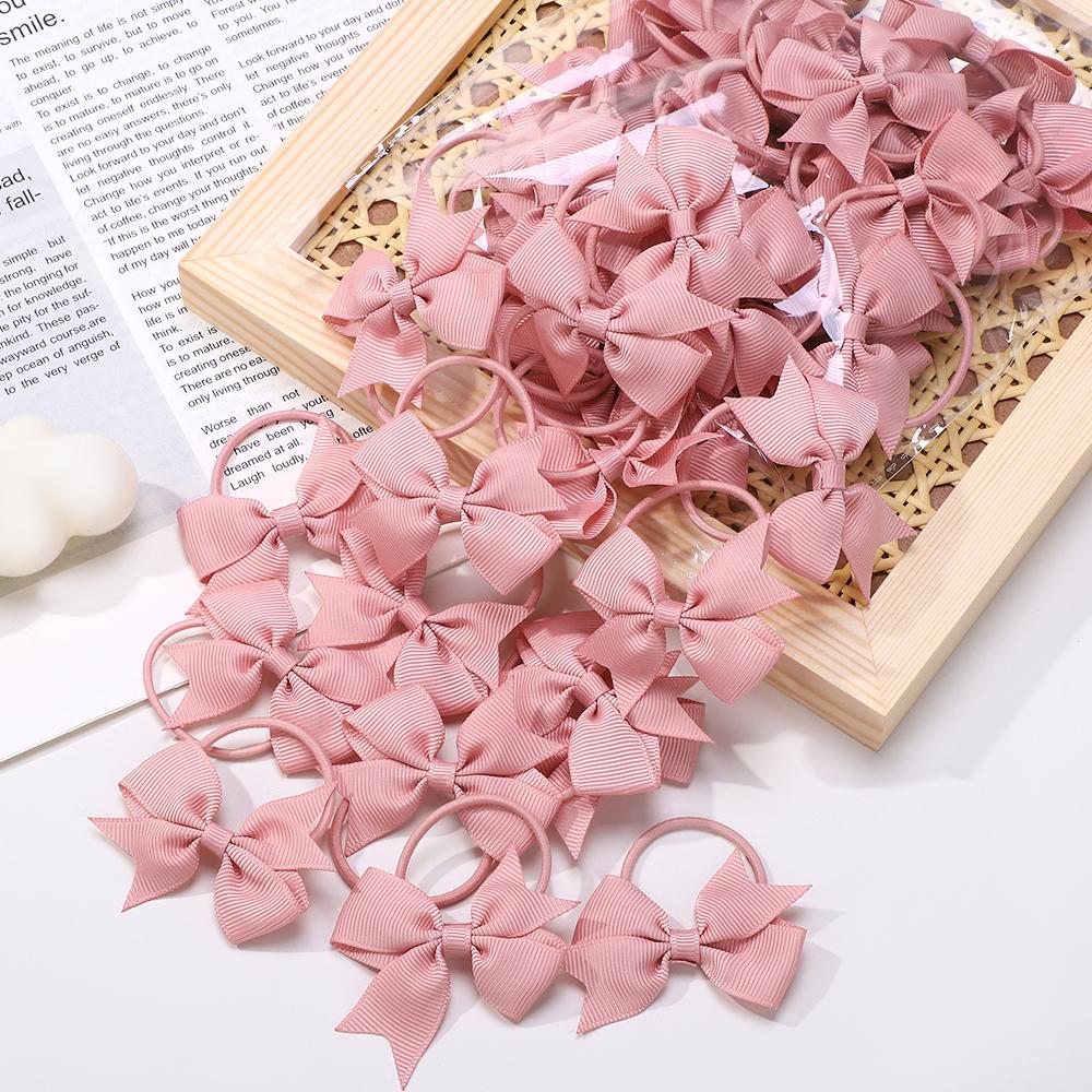 20Pcs/lot Girls Ribbon Hair Bows Rubber Band Kids Lovely Cheer Bowknot Hairband Boutique Children Headband headdress BABY BOWS