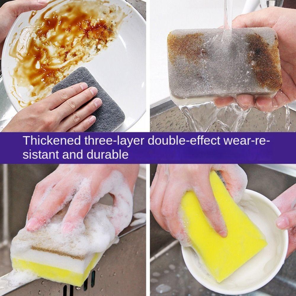 1/5Pcs Double-Sided Dishwashing Towel Decontamination Cleaning Rag Durable Dishwashing Sponge