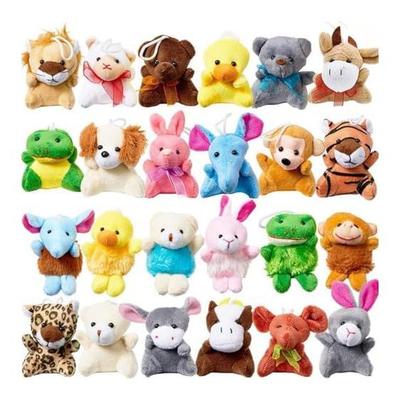 Porte-clés Peluche SAIN Animal Mini Jouet Mignon Cadeau de Fête Ensemble Assorti (Ensemble A, 24 Pièces) Lion, Poussin, Lapin, Chien, Tigre, Grenouille Haute Qualité