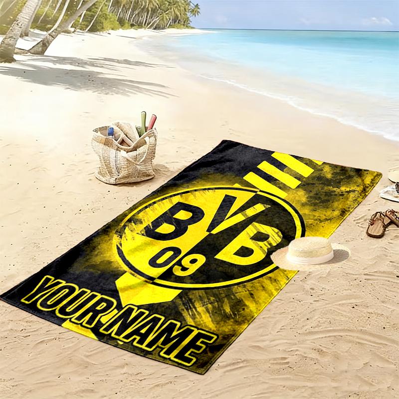 Personalisierter Borussia Dortmund Druck Strandtuch, Großes Weiches Schnelltrocknendes Handtuch für Strand Camping Schwimmen 80cmx160cm(31x63inch) yellow