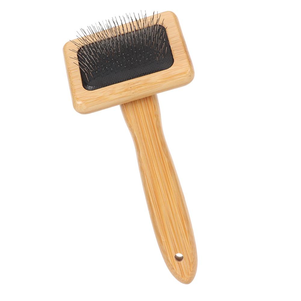 Wooden Handle Macrame Slicker Comb Fine Polished Bristles Fringe Comb Cleaning Brush For Dogs