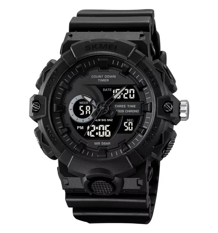 Skmei 2225 Sport Alarm Watch Men Dual Display Waterproof LED Display Electronic Quartz Digital Wristwatch Man Clock Reloj Hombre
