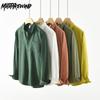 Breathable Summer Shirt for Male Beach Casual Top Solid Color Turn-down Collar Long Sleeve Cotton Linen Soft Men Shirt Simple Style