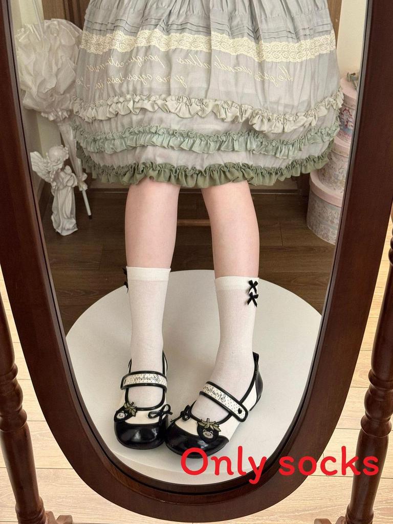 Cotton Lolita Socks With Sweet Side Bow For Girls Spring Summer Fashion