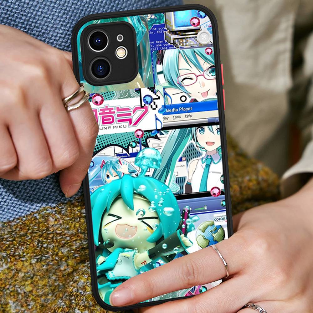 Kawaii H-Hatsune Miku Für IPhone 15 16 Pro Max 11 12 13 14 XS XR X Plus 16E Matt Transluzente Handyhülle