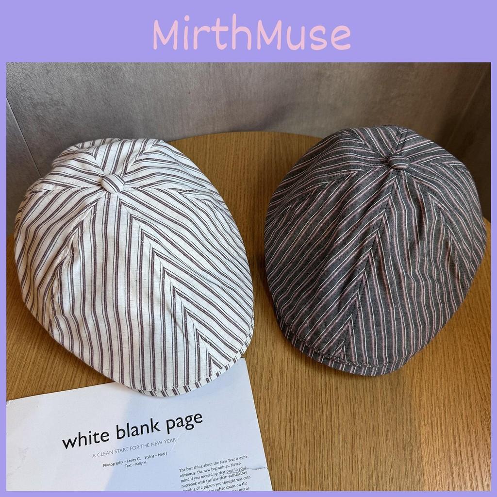Striped Women Minimally Breathable Cotton Beret For Autumn And Winter Use