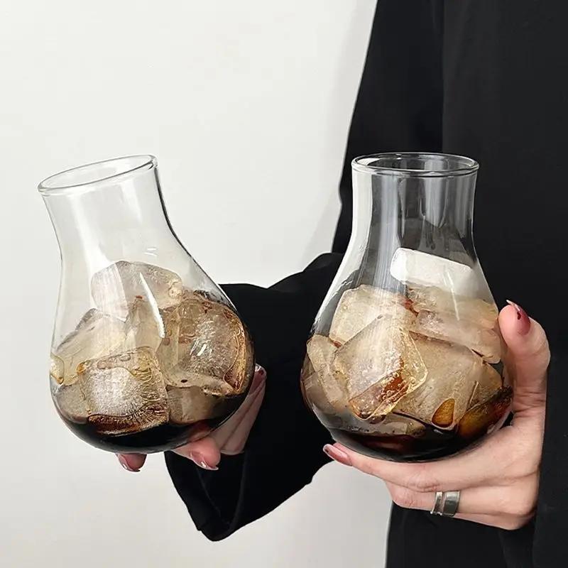 Žáruvzdorný hrnek na džus, mléko, čaj, domov, vysoce borosilikátové sklo, kreativní osobnost, výklenkový design, hrnek na ledovou americkou kávu, latte