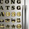 22Pcs Black-Gold Magnetic Fridge Stickers Graduation Party Decor for Classroom Refrigerator