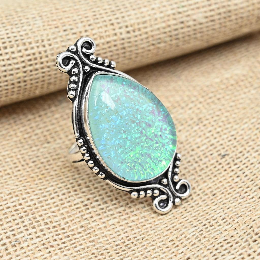 Australian Gemstone 925 Sterling Silver Handmade Blue Triplet Opal Jewelry Ring For Her