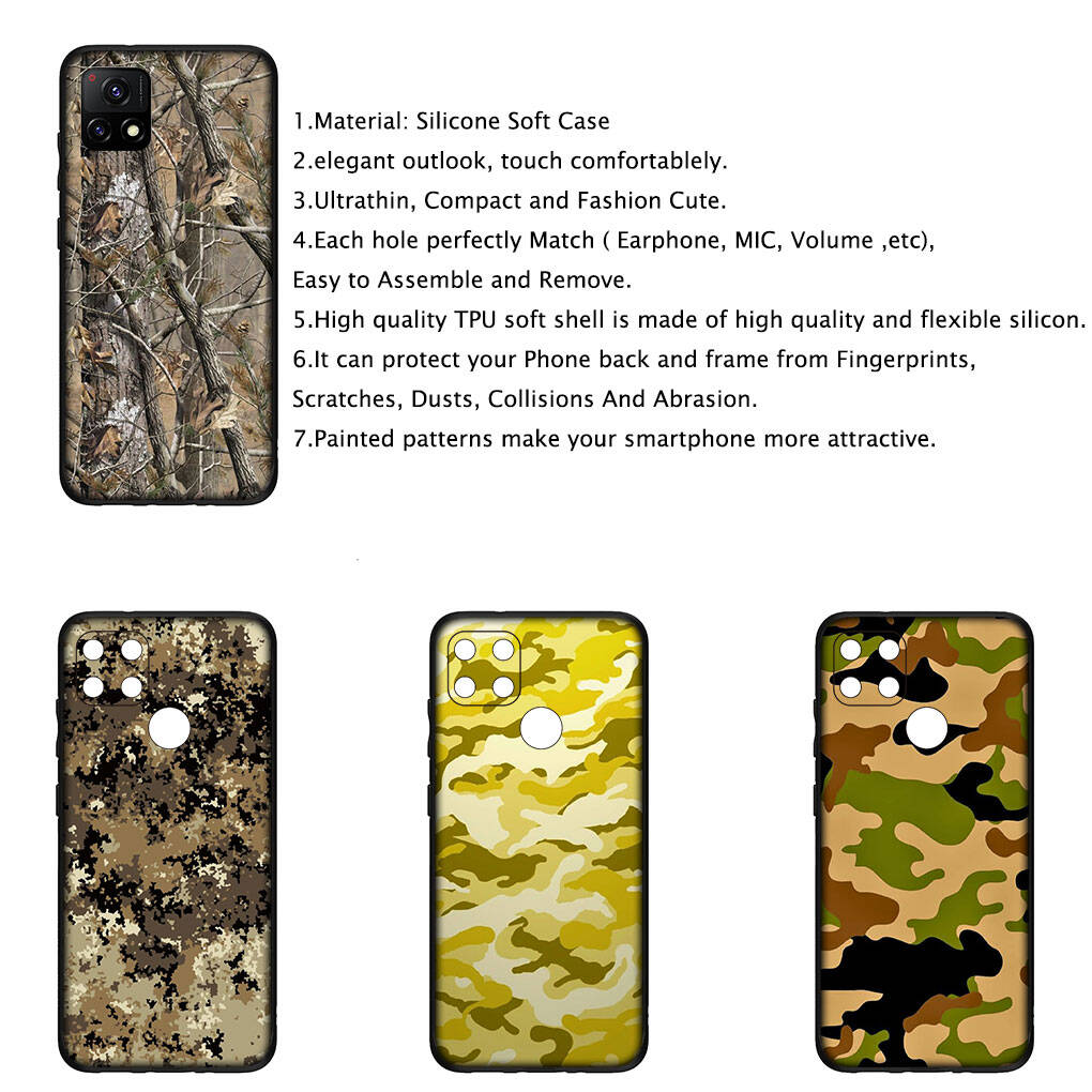 for iPhone 17 16 15 Xiaomi Poco Redmi Note 14 13 12 11 Pro Max Samsung Galaxy S25 S24 S23 OPPO Huawei Camo Military Army Camouflage Pattern Phone Case