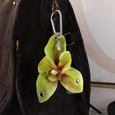 Klíčenka s umělým květem orchideje, kreativní ručně vyrobený květinový přívěsek, doplňky na ozdobu batohu, dárky