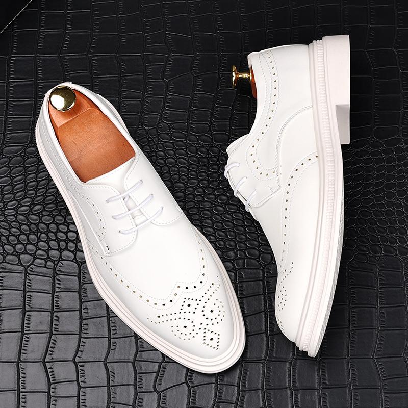 Mode Herrenmode Original Leder geschnitzte Brogue Schuhe Schnürschuhe Derby Schuh Business Hochzeitskleid Schwarz Weiß Gentleman Schuhwerk Männlich