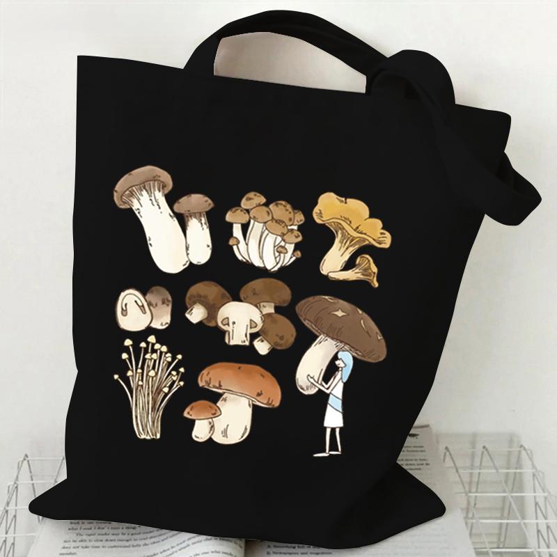 Mushroom Fungi Printed Women Shoulder Bag Fashion Eco Shopping Bags Teenager Tote Bag Vintage Mushroom Lover Women Men Handbags