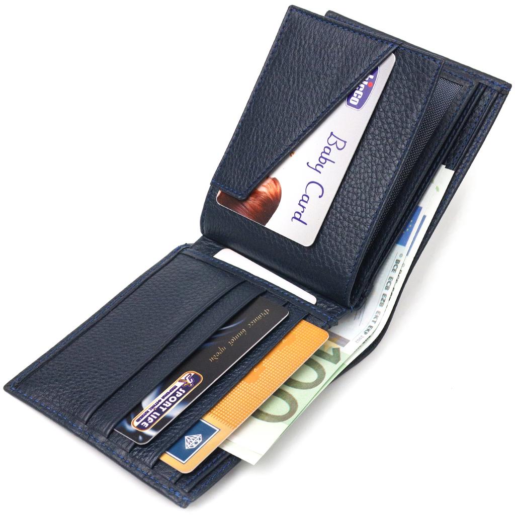 Capacious Men's Bifold Wallet Made of Genuine Leather Flotar CANPELLINI Purse 21581 Blue