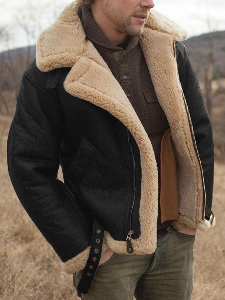 Neue verdickte integrierte Pelz-Herren-Thermojacke Langarm Kunstpelz