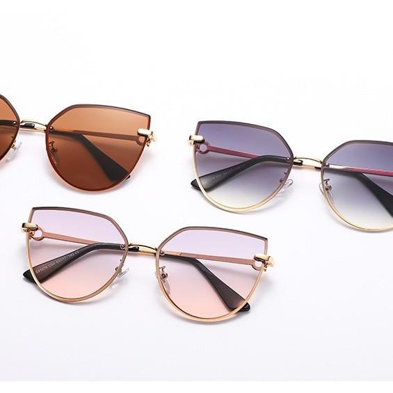 Retro Cat Eye Sunglasses Fashion Rimless Gradient Sun Glasses Shades Cutting Lens Ladies Frameless Eyeglass