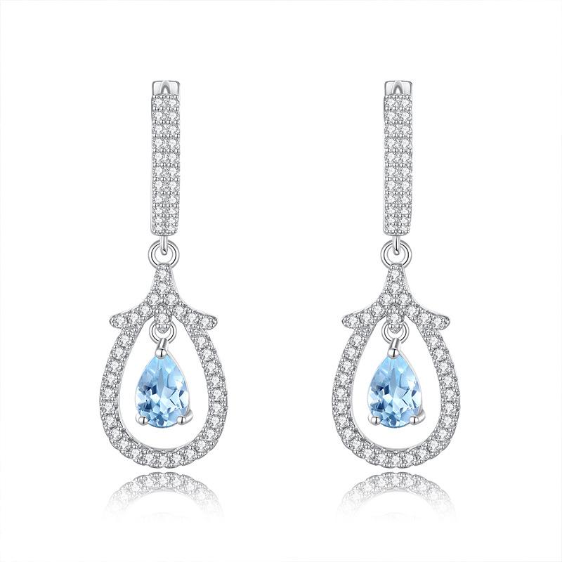 S925 Sterling Silver Earrings for Women Natural Crystal Stone Fashion Niche Girls Earrings Jewelry Gift