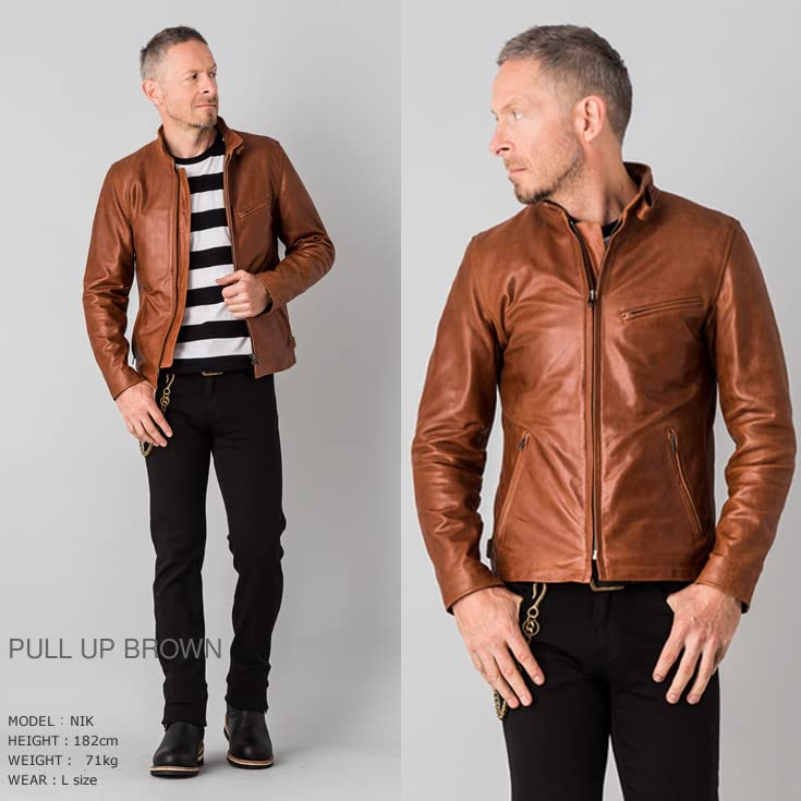 Single Riders Single Riders Jacket SRS01A LL Size Pull Up Brown [Liugoo Leathers] Men's