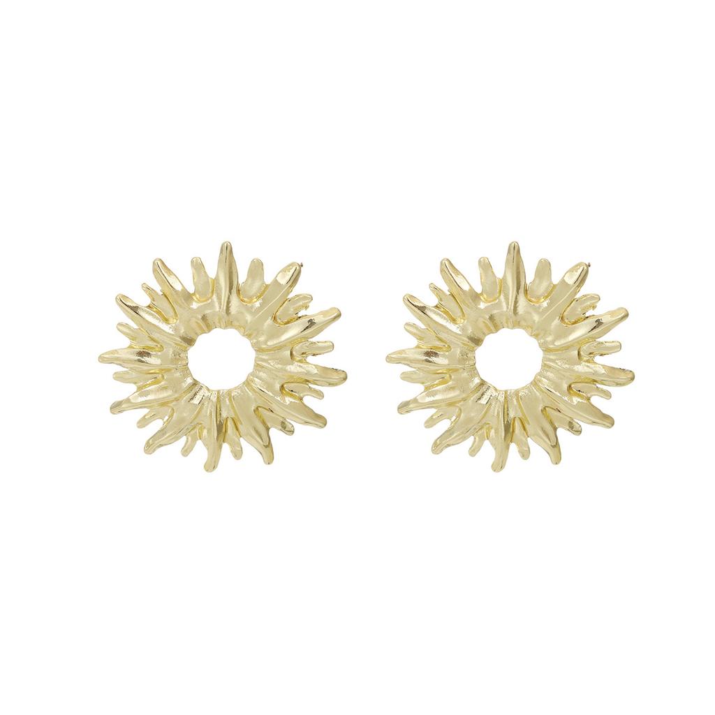 Metal Radial Irregular Sunflower Earrings Women'S Premium Polygon Three-Dimensional Hollow Earrings