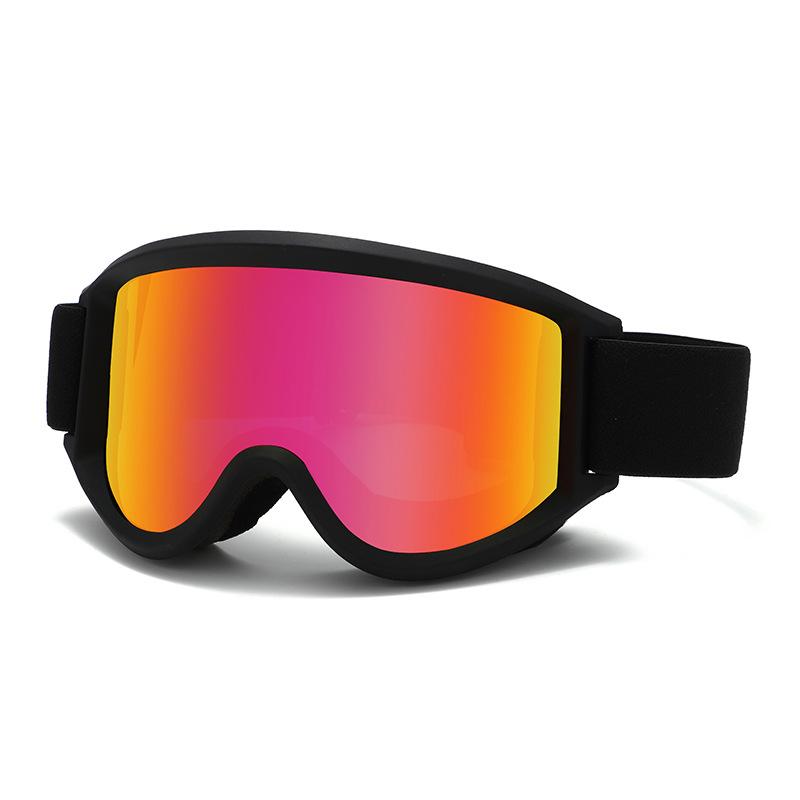 New mountaineering sports glasses, outdoor windproof goggles for men and women, adult ski glasses, anti-fog for snowy terrain Black Frame+Red film