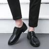 FashionRound Toe Office Social Shoe for Men Leather Casual Dress Shoes Man Black 2024 Style Legitimate Suit Elegant and Classic New 39