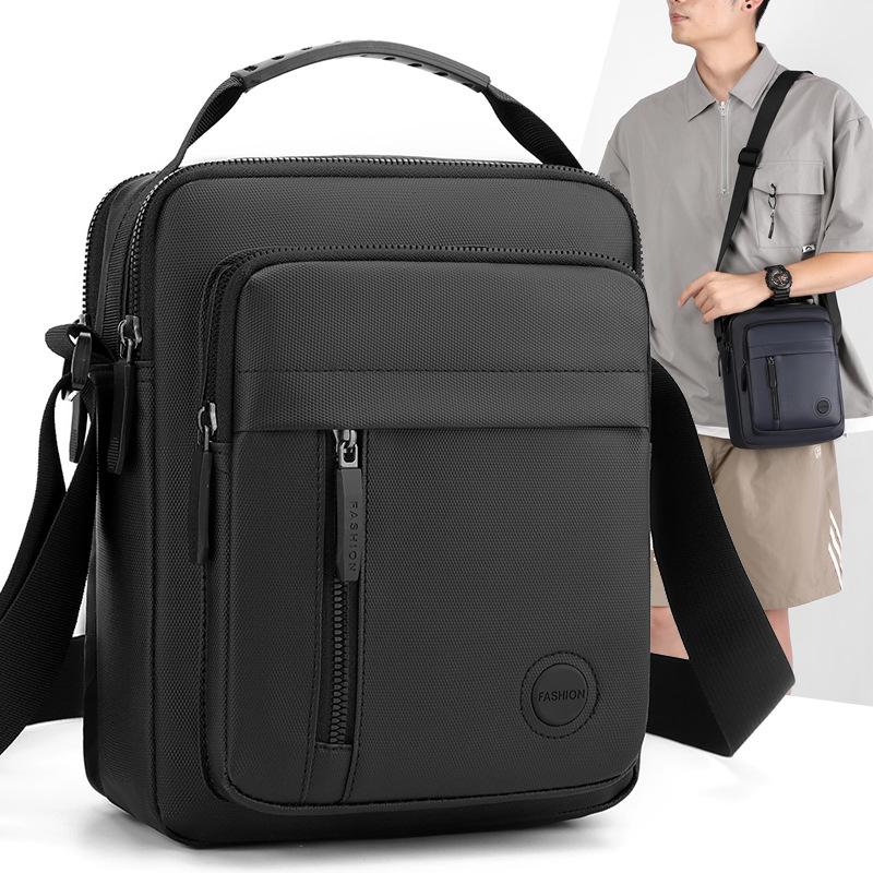 New Leather Film Simple Men's Shoulder Bag Casual Sports Bag Men's Solid Color Waterproof Trendy Bag Messenger Bag