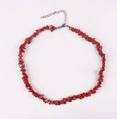 

Natural Crystal Irregular Chipstone Necklace — Red One Size