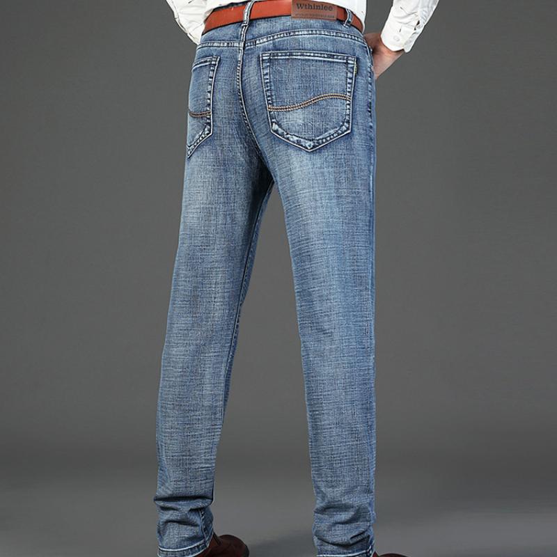 Men 'S Thin Jeans 2021 Summer New Style Business Casual Slim Fit Elastic Classic Style Trousers Sky Blue Pants Male Size28 -