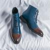 Men’s High Boots Wingtip Dress Formal Leather Boots Colorant Match Tuxedo Wedding Blazers Saddle  Shoes Large Size