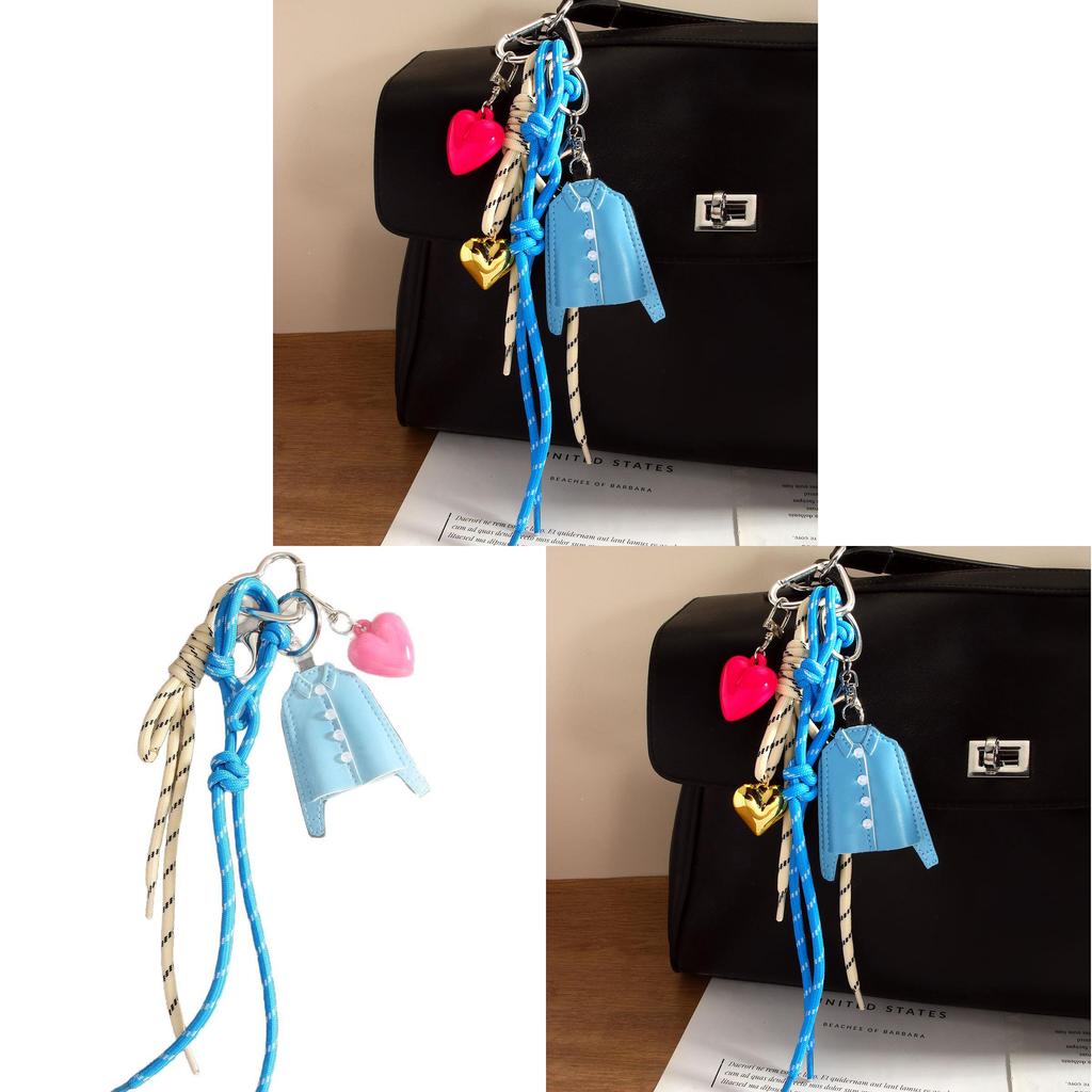 Pu Shirt Keychain With Heart Woven Rope For Casual Bag Decor