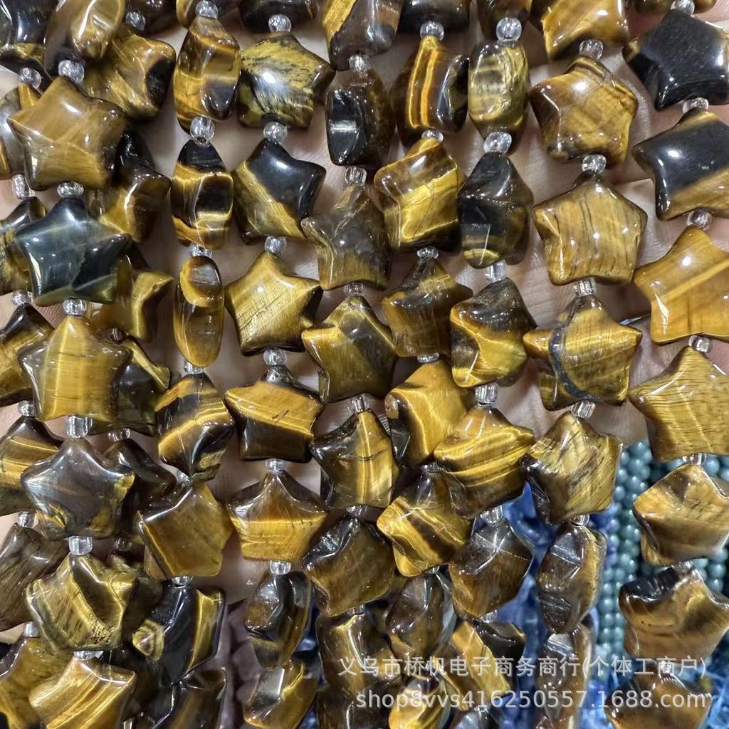 Cross-border Hot-Selling: 15mm Star, Tiger Stone, Red Agate, White Crystal, and Other Natural Stone Beads for DIY Jewelry Accessories